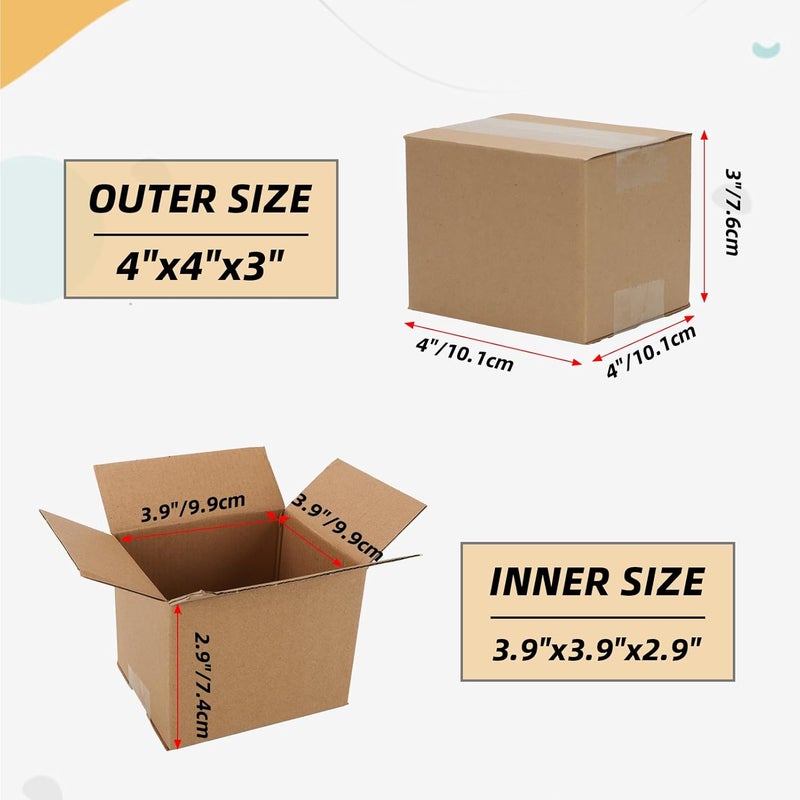 ZBEIVAN Shipping Boxes Mailers 4x4x3 inches Corrugated Cardboard Small Packing Kraft Moving Mailing Box, Pack of 40 - Image 2